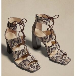 Size 10 Banana Republic NWT Print embossed snake-effect laced gladiator sandals